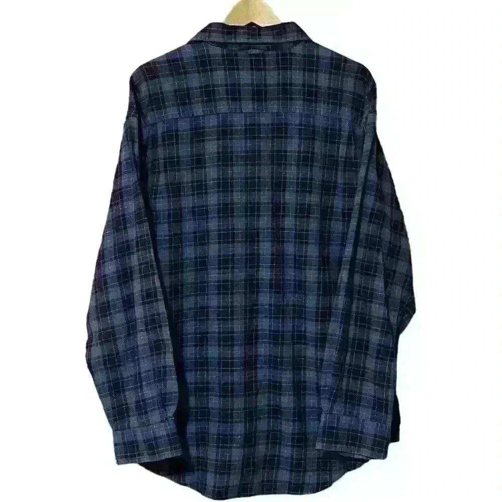 Timberland Flannel Men’s Large Blue Plaid Cotton Blend Long Sleeve Button Down - Picture 2 of 8